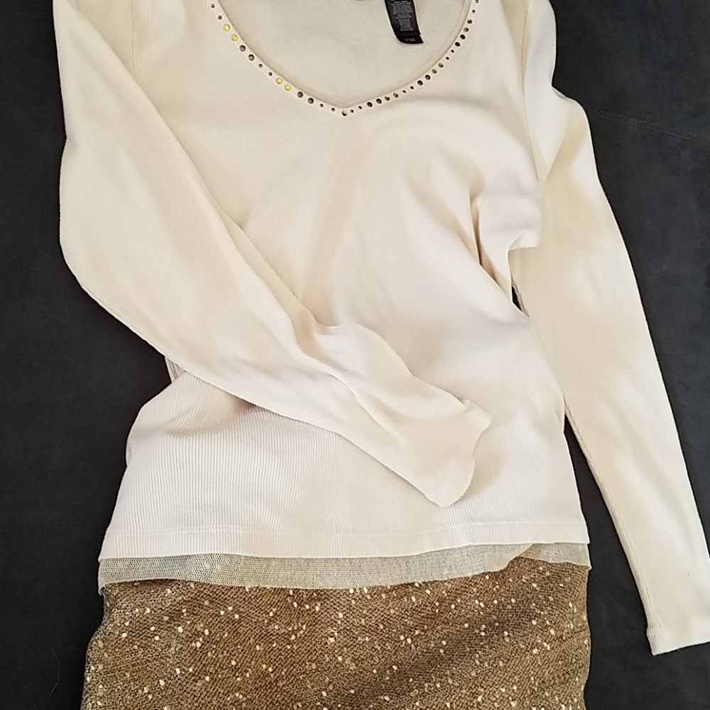 Access long sleeve cotton top and slub knited with